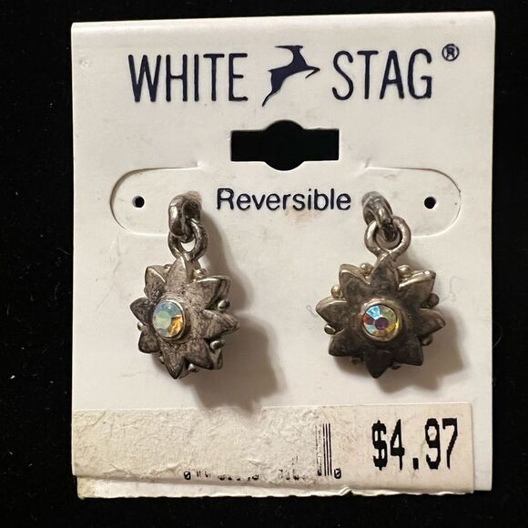 Vintage Earrings Reversible Pewter with Studs - Picture 3 of 4